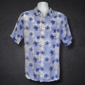 Daniel Cremieux Classics Hawaiian Shirt XL – Blue Floral 100% Lyocell